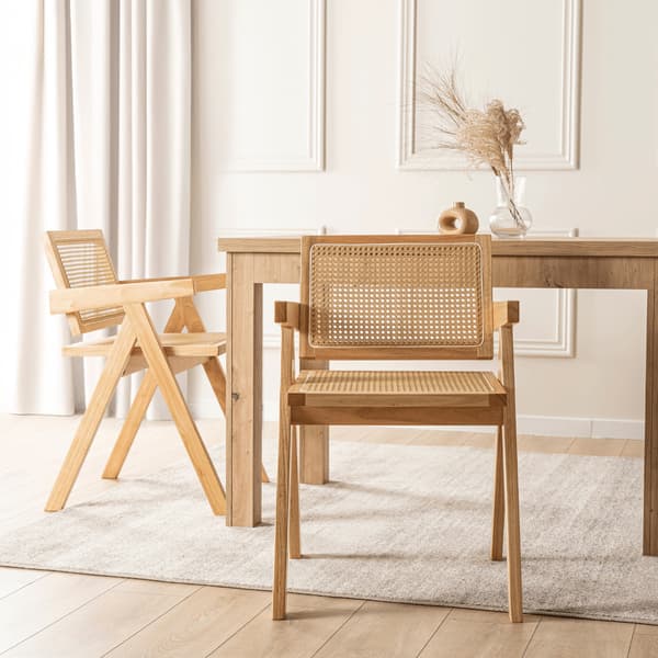MADERA Træstol Eg/Beige Gennembrudt Klassisk Retro