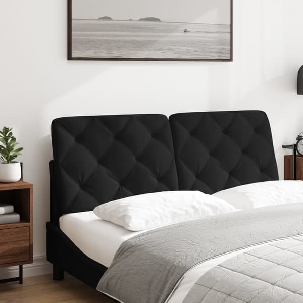 vidaXL Sängynpäädyn tyyny, musta, 140 cm, sametti