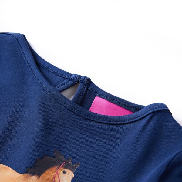 Barn långärmad T-shirt, marinblå, 116