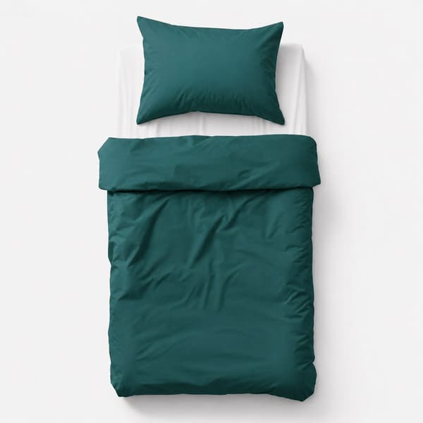 Bomullsbäddset för barn, 2 delar, örngott och påslakan, 135x100 cm - flaskgrön