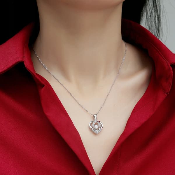 Silver diamanthjärthalsband Present till kvinnor + armband