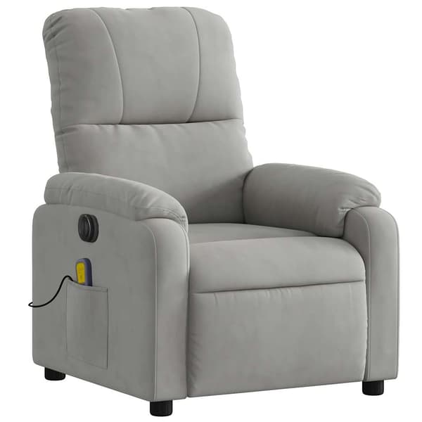 vidaXL Elektrisk massagefåtölj ljusgrå mikrofiber