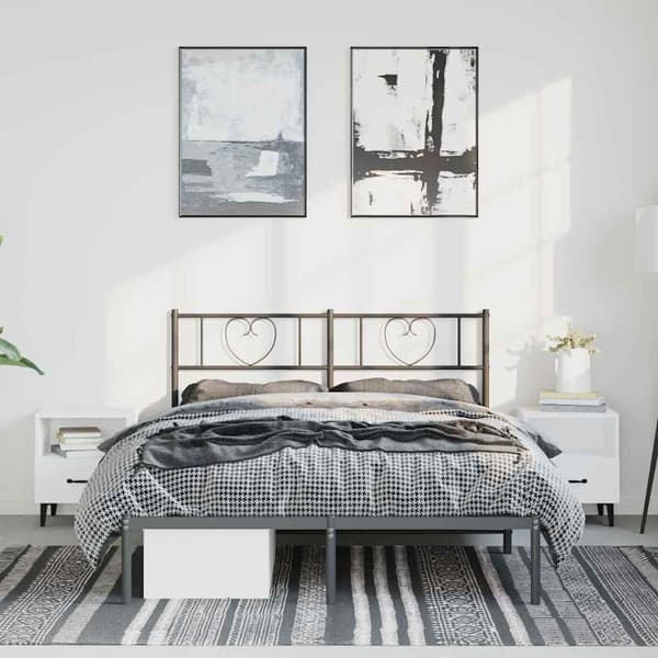vidaXL metalsengestel med hovedgærde sort 150x200 cm