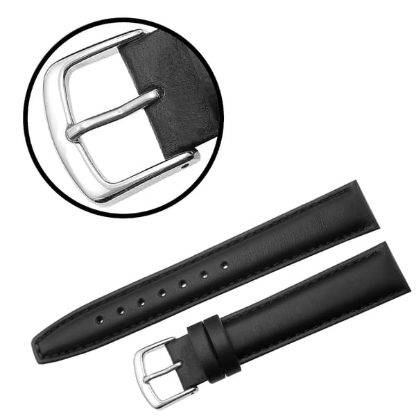 FUJI LÆDERREM 18 MM GLAT sort rem, sorte syninger
