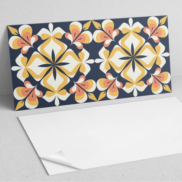 Klar til montering trykte vinylfliser, geometrisk blomstermønster, 10x40x20 cm