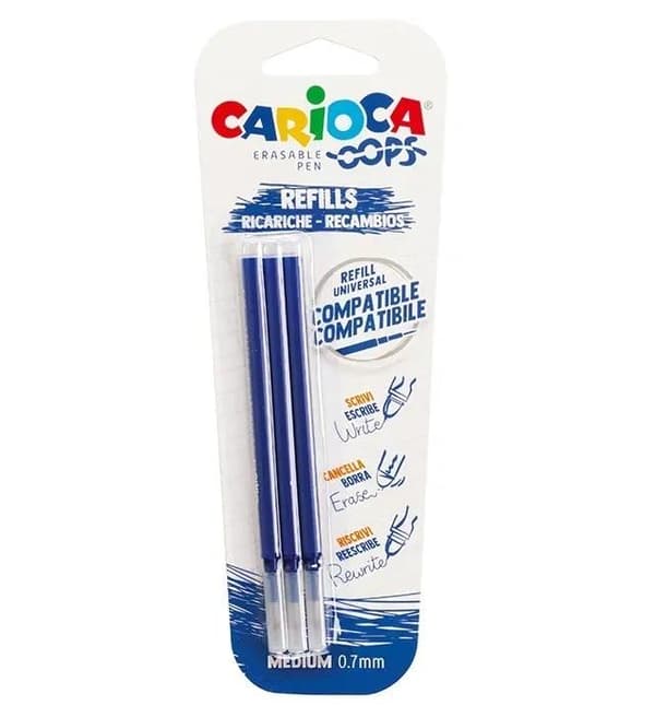 Oops viskelæderpen refill blå 3 stk.