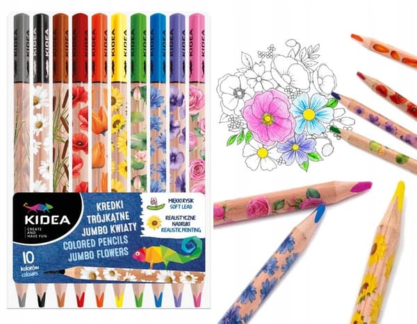 JUMBO TRIANGULÄRA BLOMSTERKRITOR 10 FÄRGER KIDEA 3515