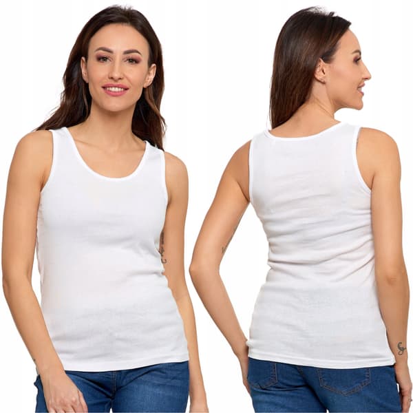 Dame bomulds tanktop med stropper Classic MORAJ L hvid