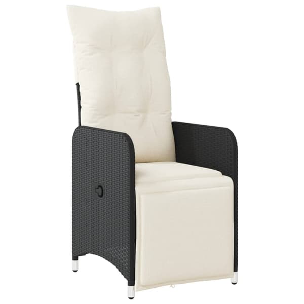 vidaXL havestol med hynder, sort polyrattan