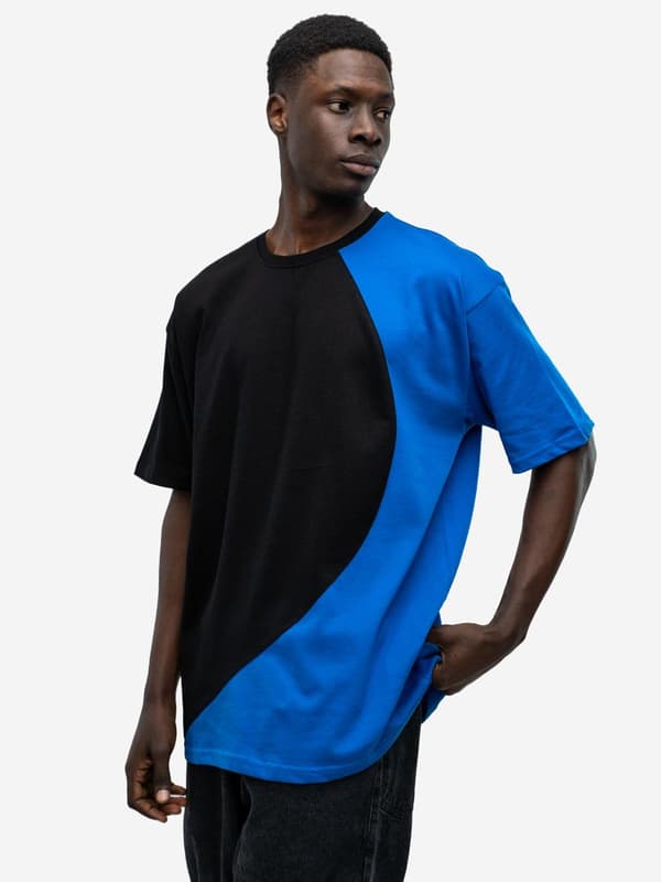 Herre kortærmet oversize T-shirt sort/blå HELD OG LYKKE Loopy M