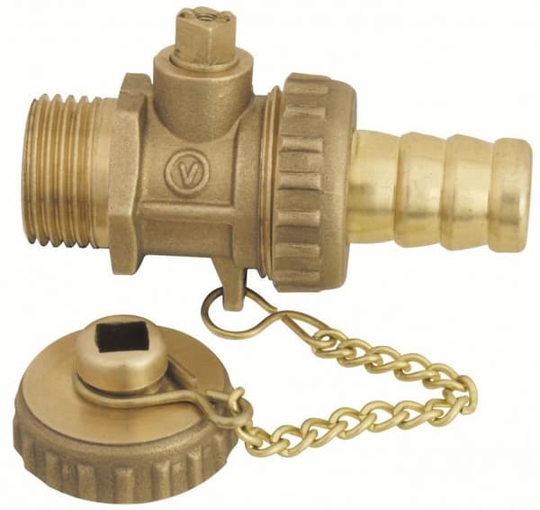 Avloppskulventil med slangkoppling och lock, blästrad, 1/2 tum
