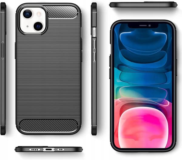 ETUI TIL IPHONE 13 MINI | ARMOR CARBON ETUI SORT + 9H HÆRDET GLAS