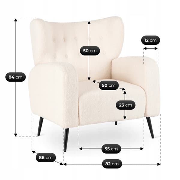 NICO Creme Boucle Moderne Loungestol