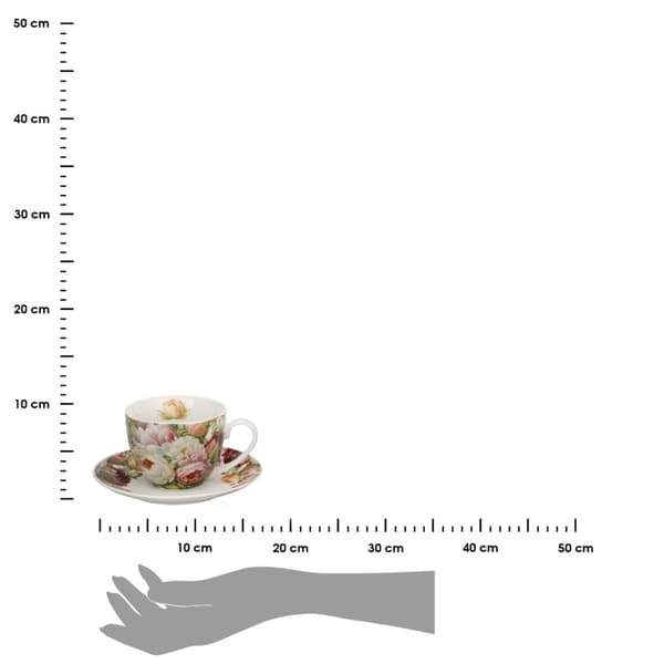 Sæt med 2 kopper og underkopper Peonies 270 ml