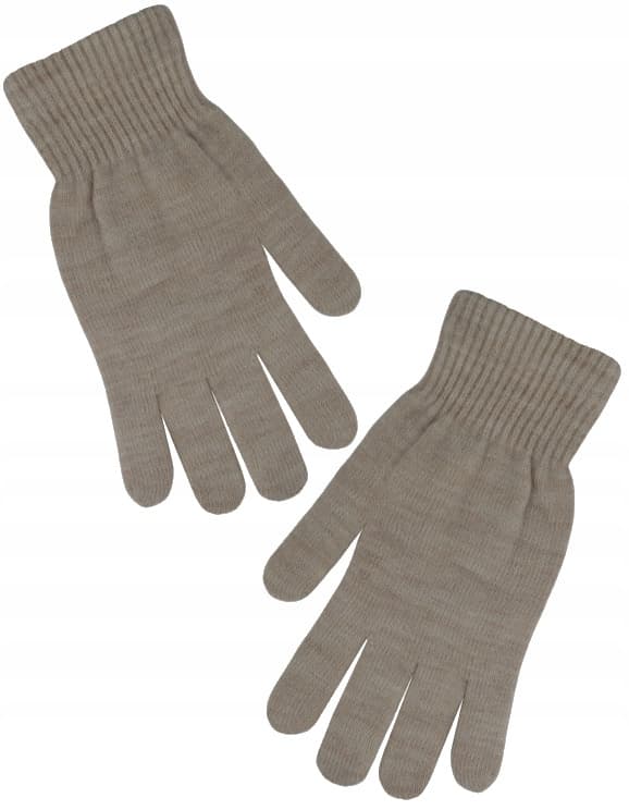 VINTERHANDSKAR stickade klassiska BEIGE 21cm 13+ L Y870P