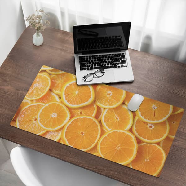 Antiskridtskrivebordsmatte med citruskivemønster 100x50 cm
