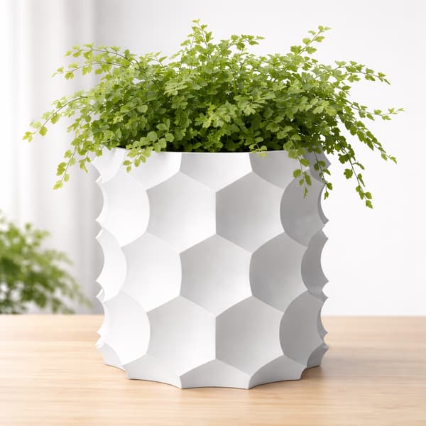 Vit 3D geometrisk blomkruka, modern, dekorativ för växter