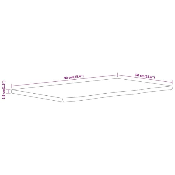 vidaXL badeværelsesbordplade 90x60x3,8 cm rektangulær akacietræ