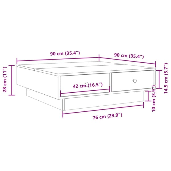 vidaXL sofabord, sort, 90x90x28 cm, spånplade