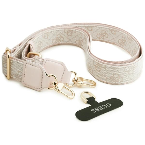 Guess 4G Strass Logo & Store Rem Metalknapper MagSafe-cover til iPhone 17 Pro Max Lyserød