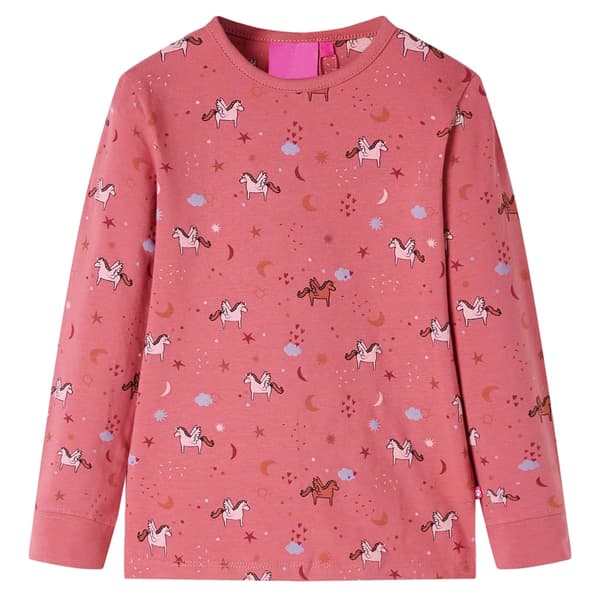 Barnpyjamas med lång ärm, rosa, 104