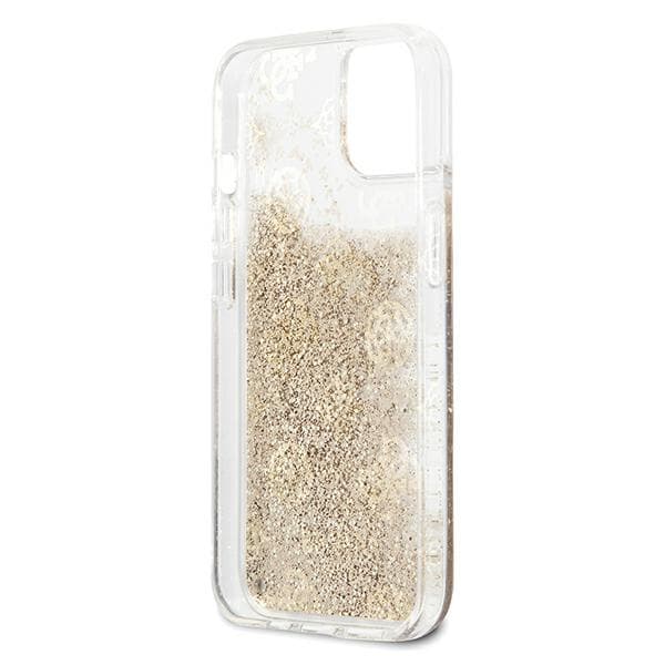 Guess Peony Liquid Glitter cover til iPhone 13 mini, guld