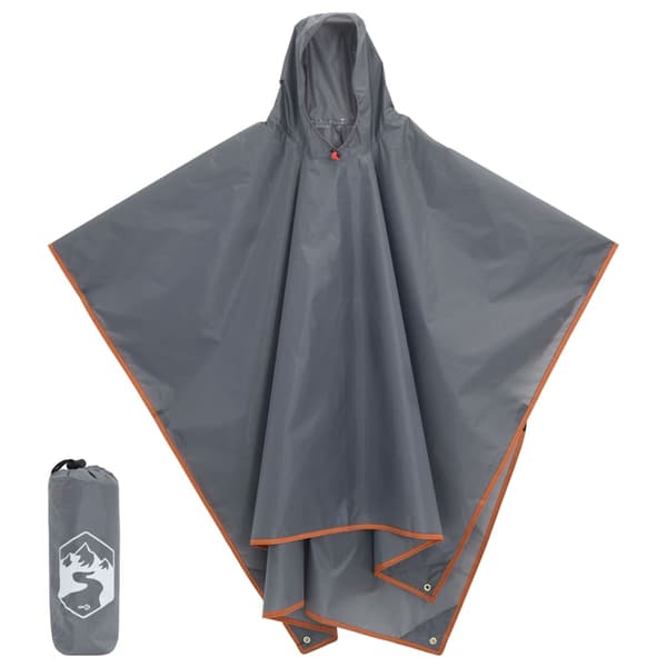 vidaXL 2-i-1 regnponcho med hætte grå/orange