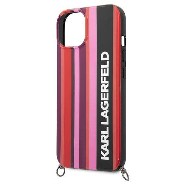 Karl Lagerfeld Color Stripes Strap-etui til iPhone 14, lyserød