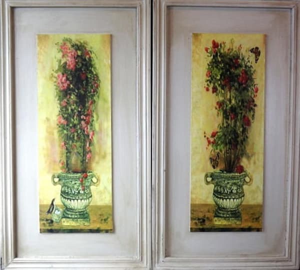 Blomkomposition i kruka 30 x 56 cm väggbild