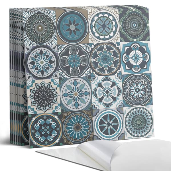 Trykte selvklæbende vinylfliser mosaikmønstre ternede 9x30x30 cm