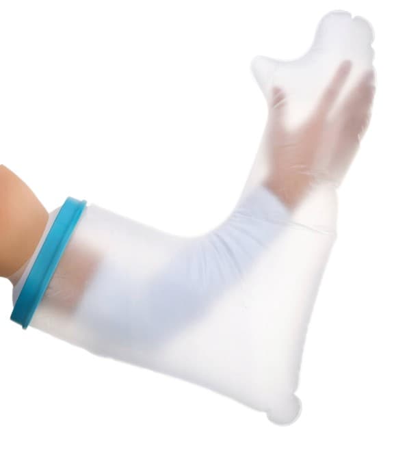 badskydd, handskydd, underarmsskydd, gips, sårförband