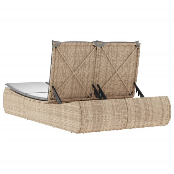 vidaXL dobbelt dagseng med hynder, beige, polyrattan