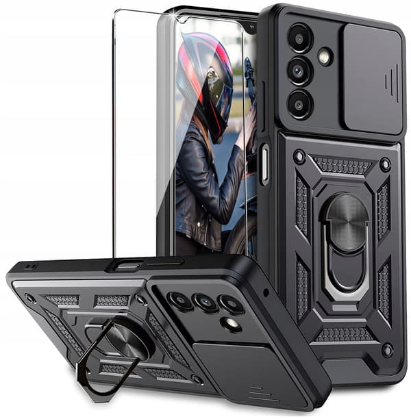 ETUI til Samsung A14 5G ARMOR SLIDE RING + GLAS