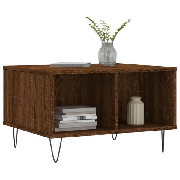 vidaXL sofabord brunt egetræ 60x50x36,5 cm