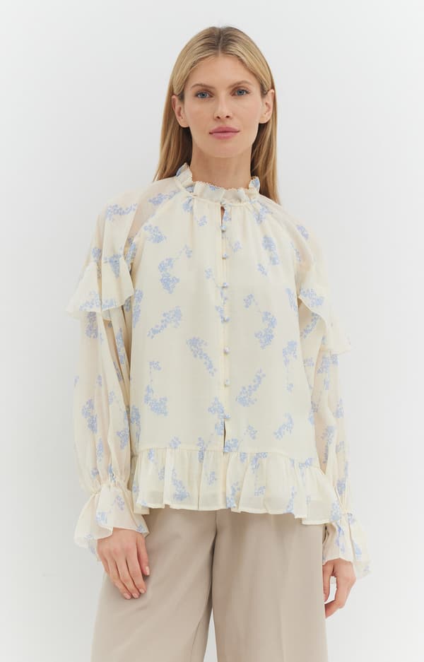 Blommig volangblus S