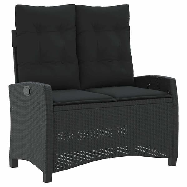 vidaXL havemøbelsæt med 2 dele og hynder, sort, polyrattan