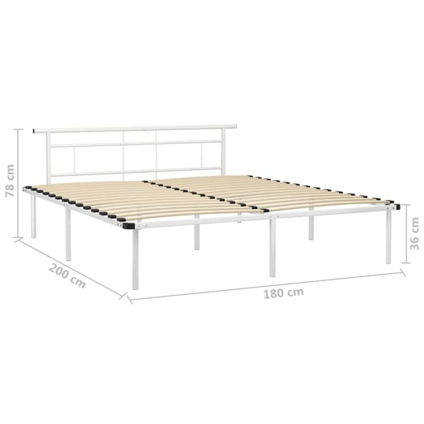vidaXL Sängram vit metall 180 x 200 cm