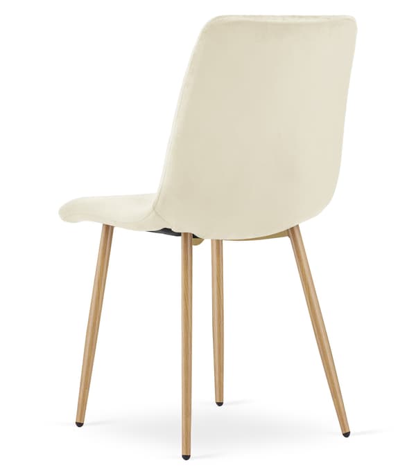 TURIN stol - lys beige fløjl / træfarvede ben x 3