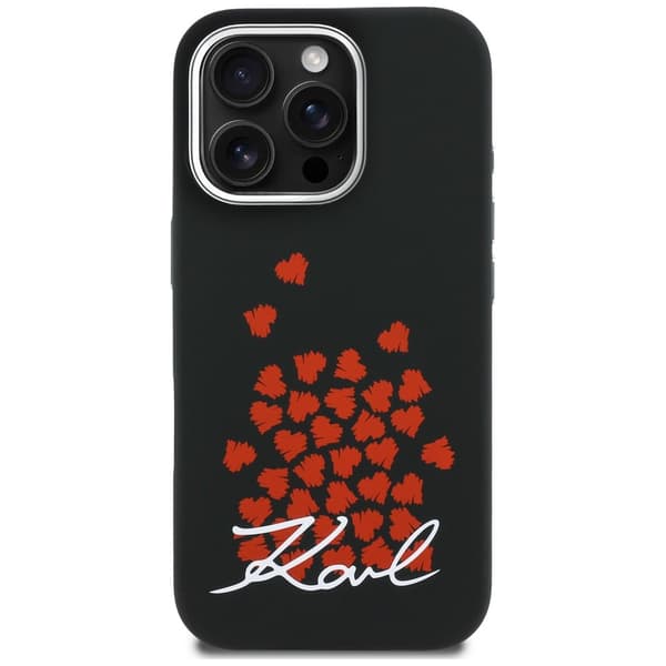 Karl Lagerfeld Silikone Hjerteskilt Logo MagSafe-etui til iPhone 16 Pro Sort