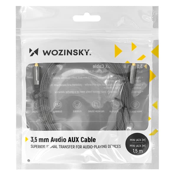 Universal minijack AUX-kabel 3m svart
