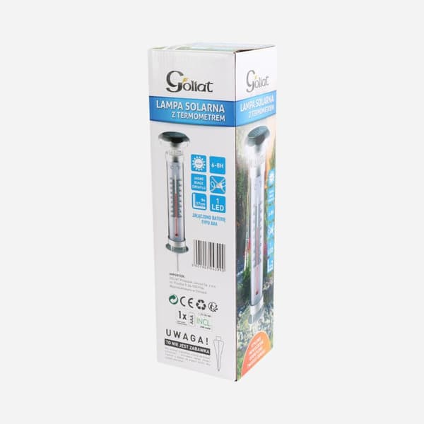 GOLIAT LED-belyst solcellstermometer för trädgården