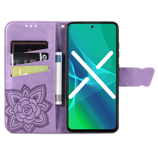 Flip-etui til Xiaomi Redmi Note 12 4G, Butterfly, lilla