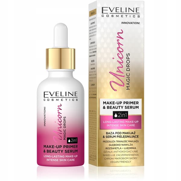 EVELINE UNICORN MAGIC DROPS Makeupbase og plejeserum 2 i 1 30 ml