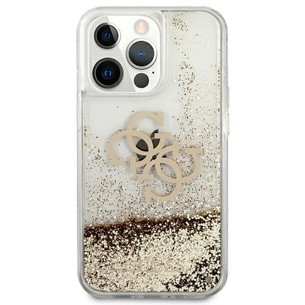 Guess 4G Big Liquid Glitter cover til iPhone 13 Pro Max, guld