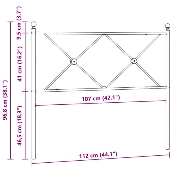 vidaXL metalsengegavl hvid 107 cm