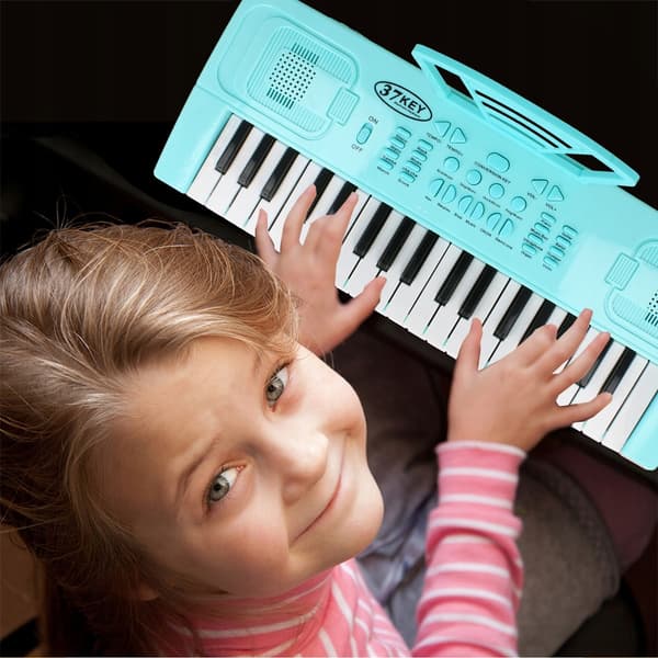 [pacza] Orgel Elektronisk Klaver 37 Tangenter Keyboard Blå Z856N