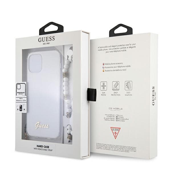 Guess White Pearl-etui til iPhone 12/12 Pro, Gennemsigtig
