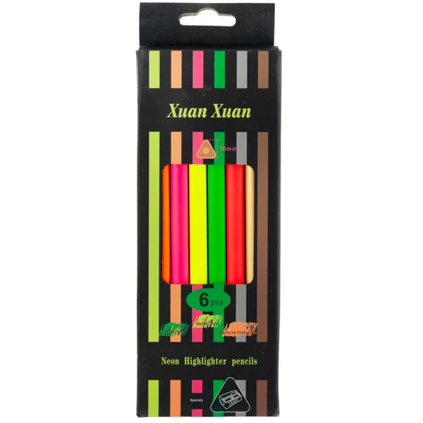 C122203 NEON TRIANGULÄRA FÄRGPENNOR 6 ST + VÄSSARE