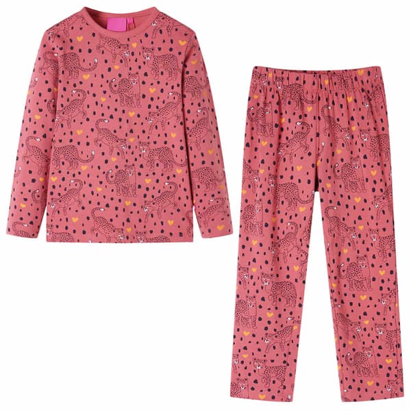 Barnpyjamas med lång ärm, gammalrosa, 92