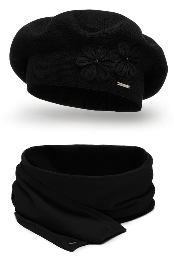 Vivisence 7007kmpl sort universal baret + tørklædesæt